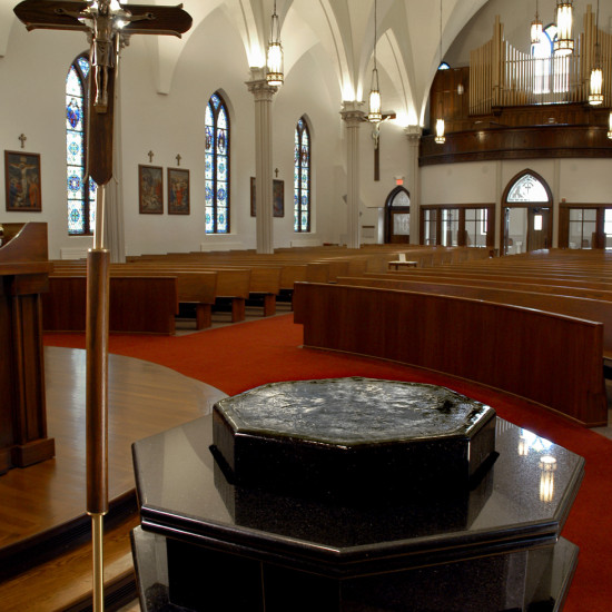 Negative Edge Baptismal Bowl, St. Mary's, Elmira, NY. Design by Annie Warner.