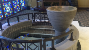 Baptismal Font with Negative Edge Upper Bowl