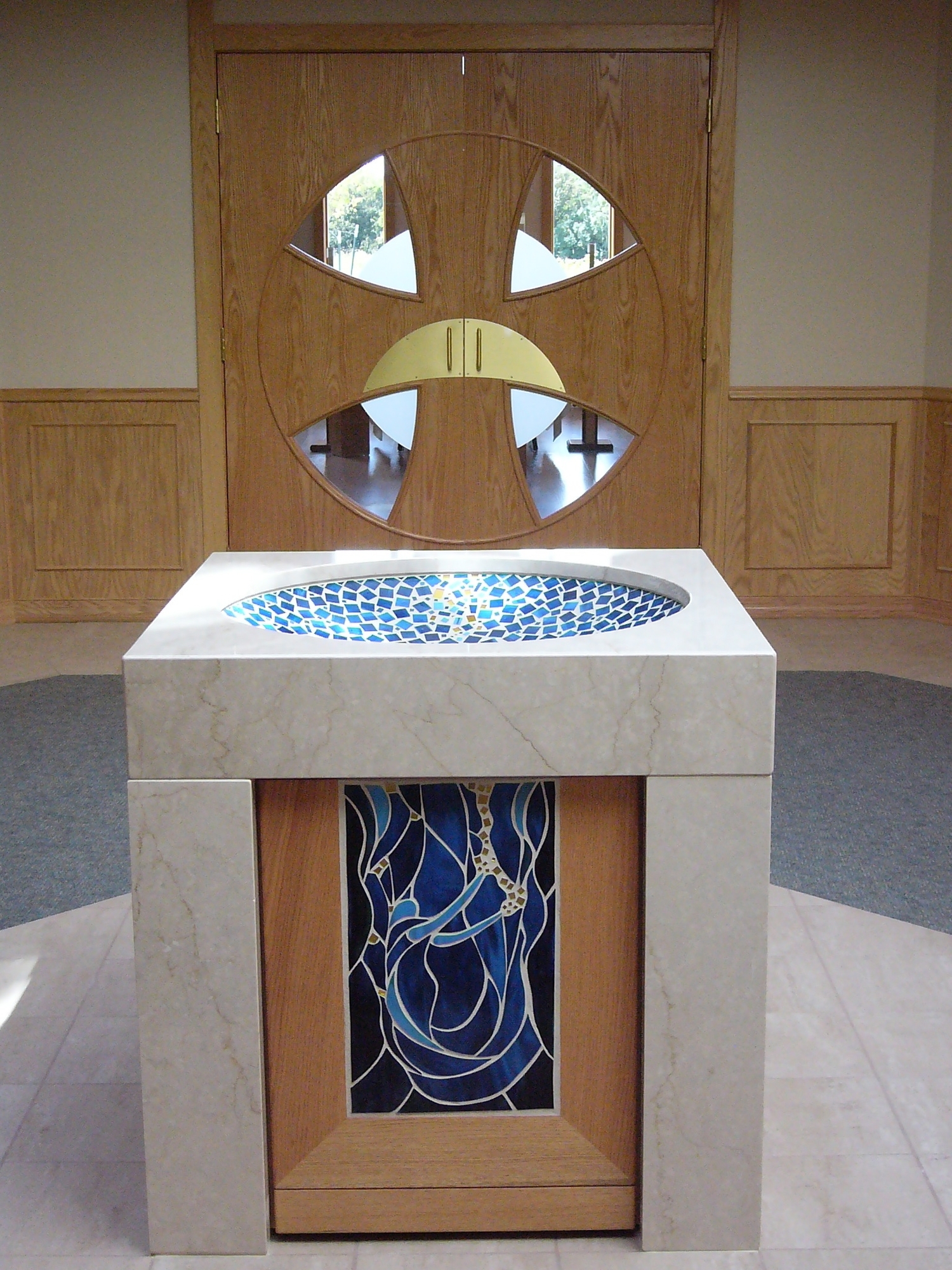 Baptismal Bowl with Exquisite Mosaic Art, Sisters of St. Francis of the Holy, Bay Settlement, WI.